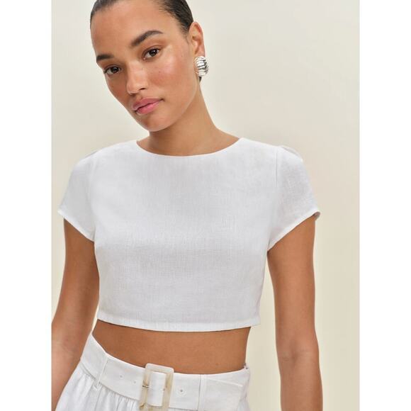 Reformation Niki Belted Linen Two Piece White New - Picture 2 of 9